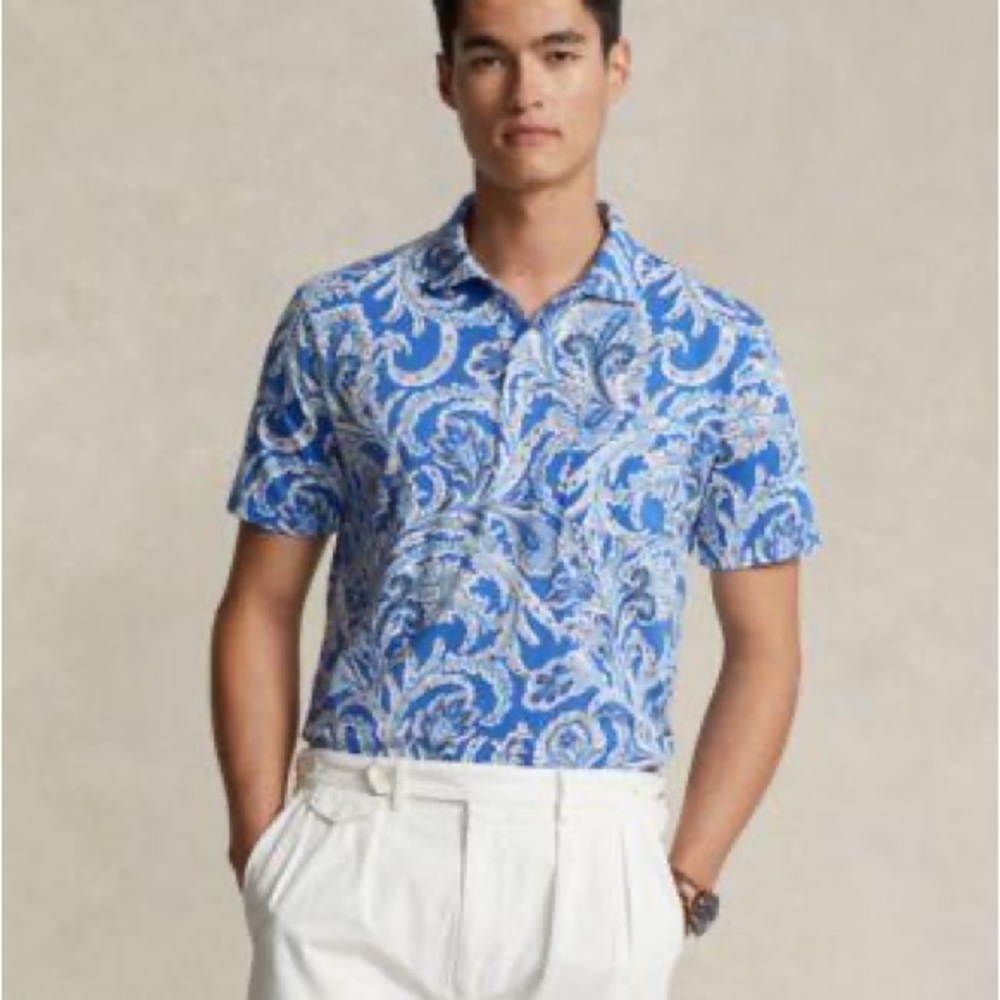 Polo Ralph Lauren Blue and White Paisley Shirt